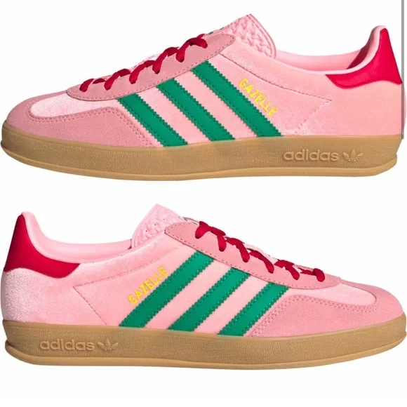 Adidas Gazelle Pink with Green Stripes - Picture 2 of 4